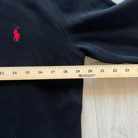 Polo Ralph Lauren Quarter Zip Sweater Men’s Medium Black Red Pony Pullover - Picture 4 of 5